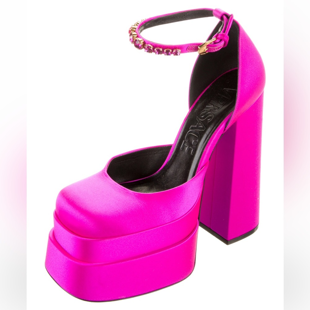 Versace Medusa Insignia Satin D’Orsay Pumps